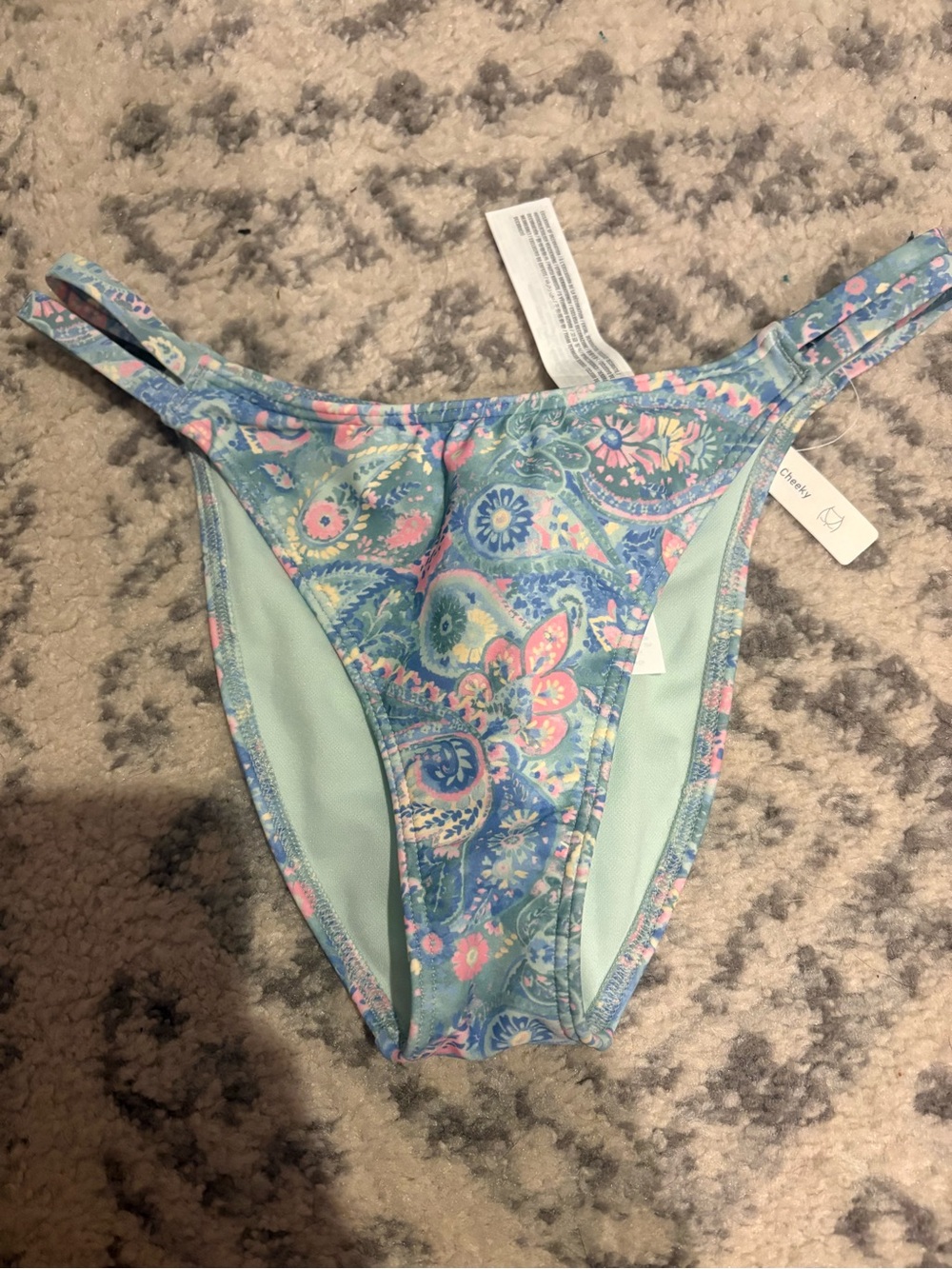 Hollister Paisley Print Bikini Bottoms in Aqua and Pastel Pink